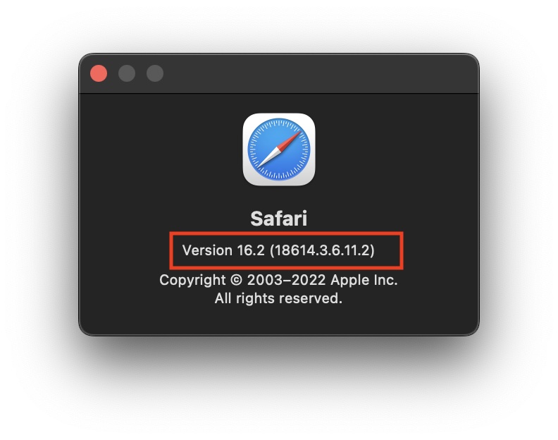 Know Safari Browser Version on Mac